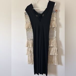 Piazza Sempione V-Neck Sleeveless Knot Back Dress Black Cocktail Evening EU 40